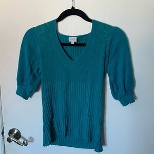 Vintage Suzy Shier Turquoise Ribbed Knit Top